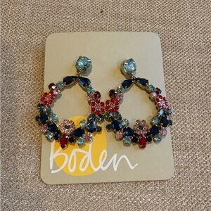 Boden jewel cluster earrings, NEW, colorful metal and glass pierced earrings